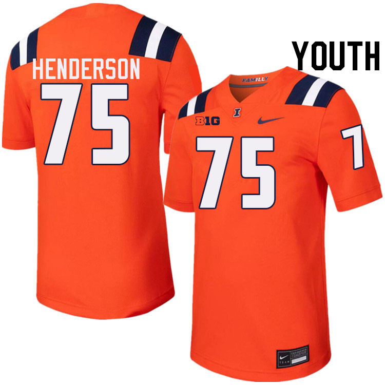 Youth #75 Brandon Henderson Illinois Fighting Illini College Football Jerseys Stitched-Orange